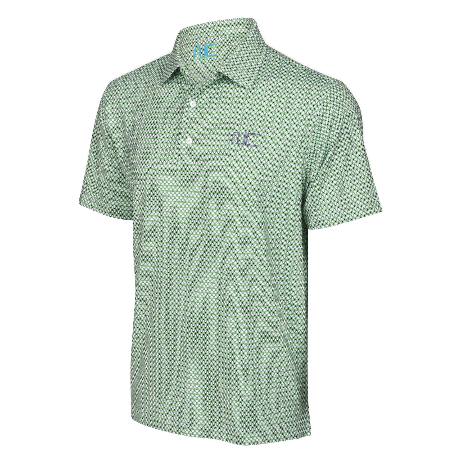 Men's Signature Pickleball Paddle Pattern Polo in Green side