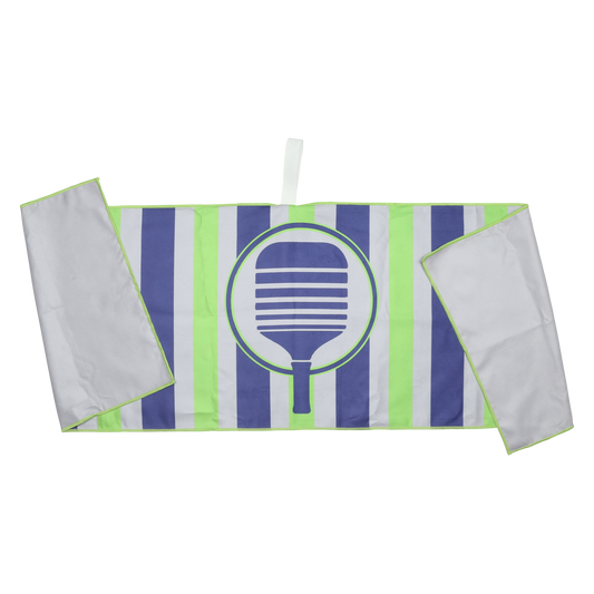 Navy and Lime Striped Pickleball Towel