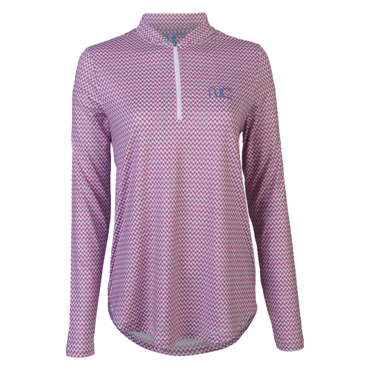Women's Signature Pickleball Pattern Long Sleeve Top in Pink