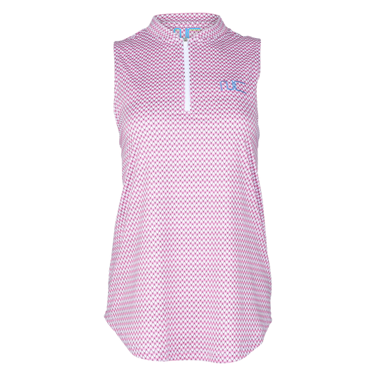 Women's Signature Pickleball Paddle Pattern Sleeveless Top in Pink